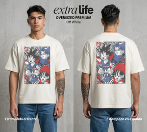 El Poder de las Esferas | El Dragón Ancestral #01369 - Playera Oversized Premium | Off White - Foto en modelo