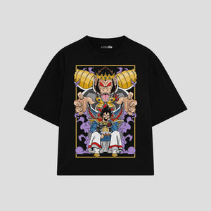 Playera streetwear premium de anime y gaming ExtraLife MX, corte oversized drop shoulder ligero y fresco en color Deep Black y Off-White, moda urbana mexicana de culto.