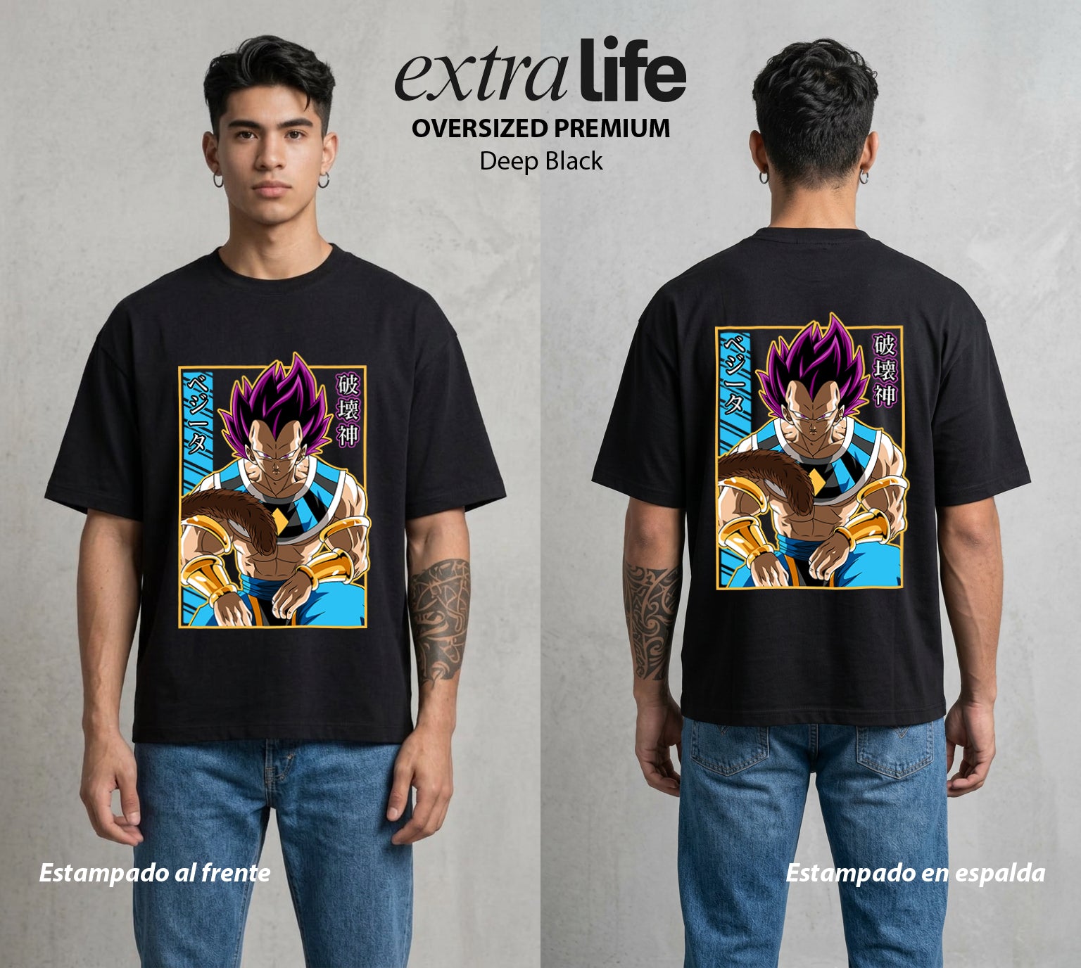 El Poder de las Esferas | El Principe Caido #01373 - Playera Oversized Premium | Deep Black - Foto en modelo
