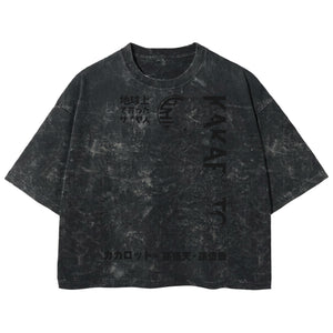 Playera streetwear premium de anime y gaming ExtraLife MX, corte boxy deluxe mineral wash heavyweight en color Acid Wash, moda urbana mexicana de culto.