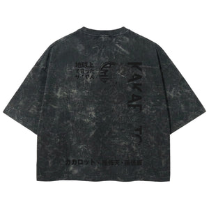 Playera streetwear premium de anime y gaming ExtraLife MX, corte boxy deluxe mineral wash heavyweight en color Acid Wash, moda urbana mexicana de culto.