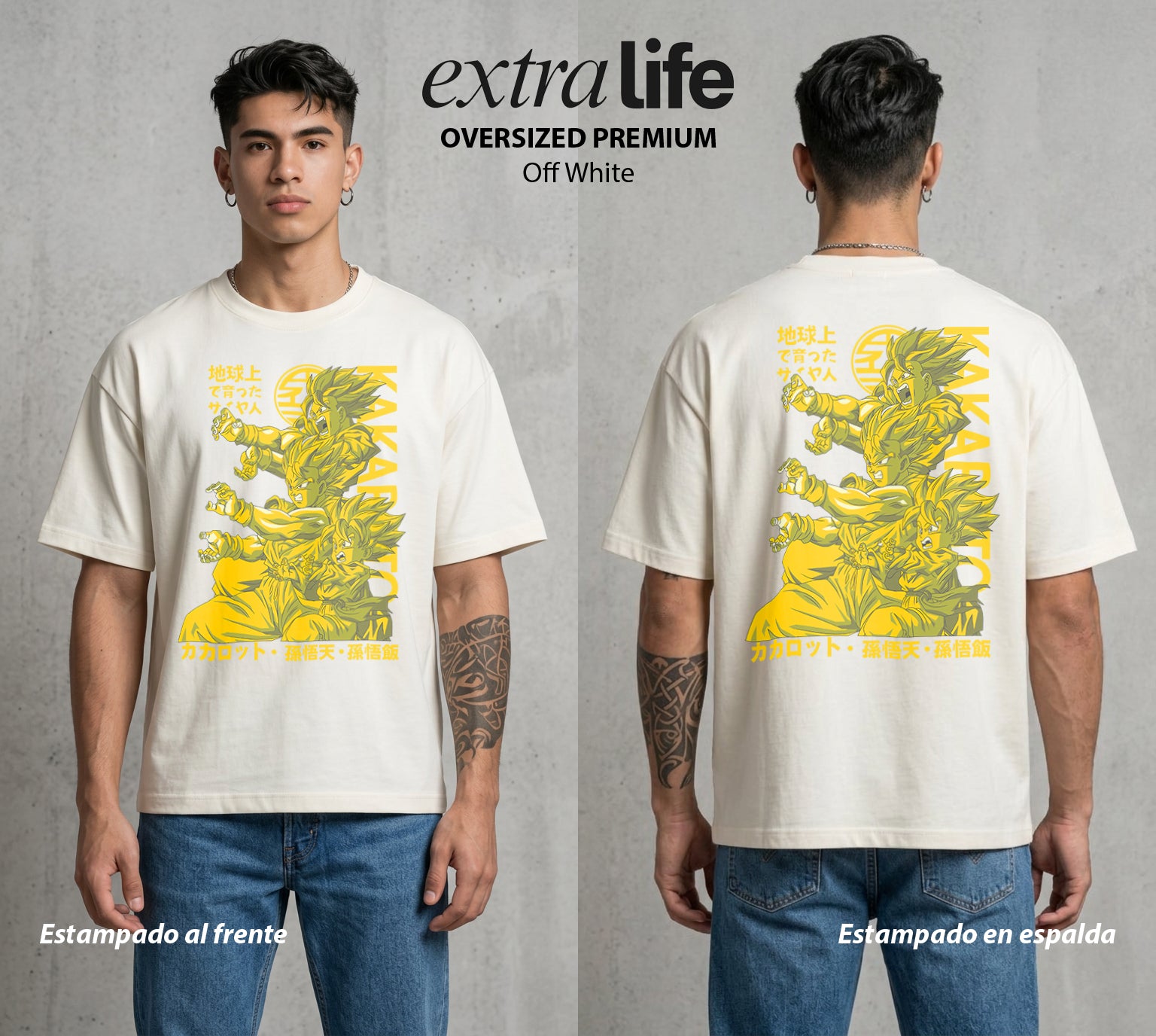 El Poder de las Esferas | La Criatura del Poder #01376 - Playera Oversized Premium | Off White - Foto en modelo
