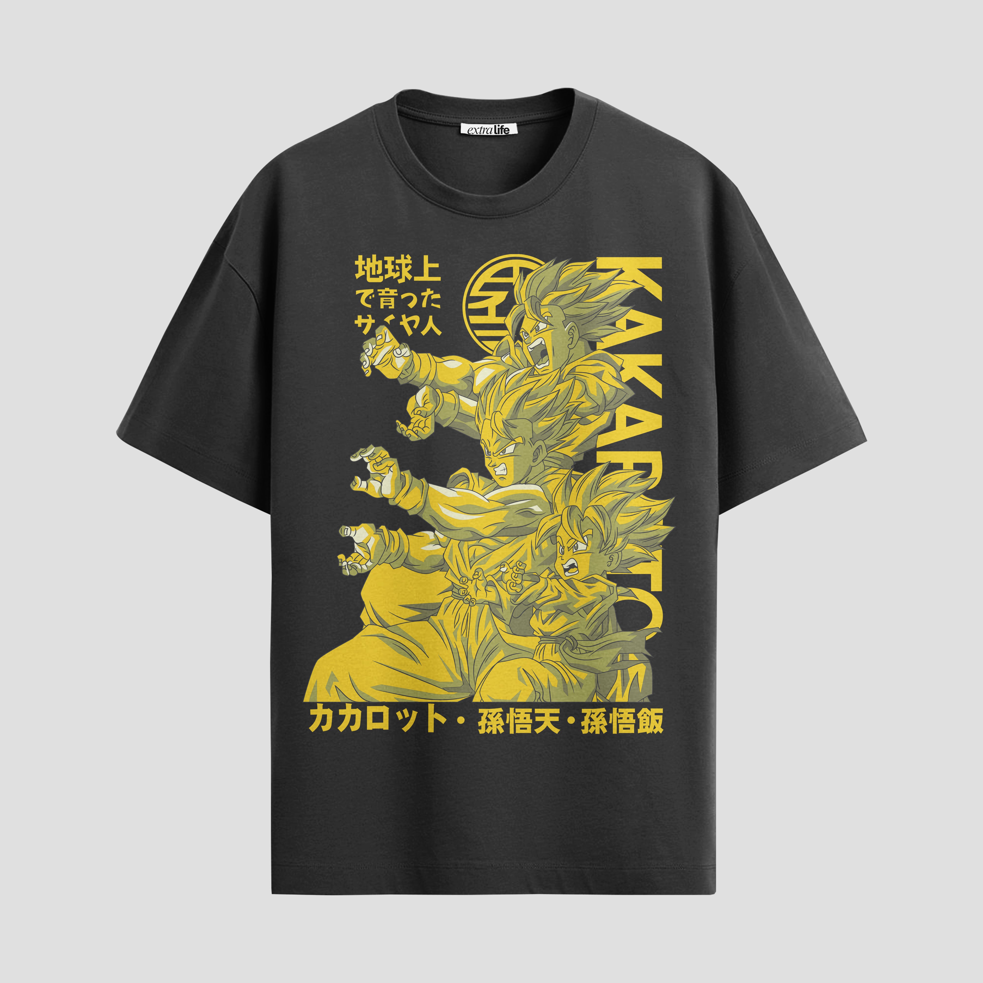 Playera urbana de anime y gaming ExtraLife MX, corte Standard Fit unisex ligero y transpirable en color Deep Black y Pure White, ropa de uso diario para gym y casual.