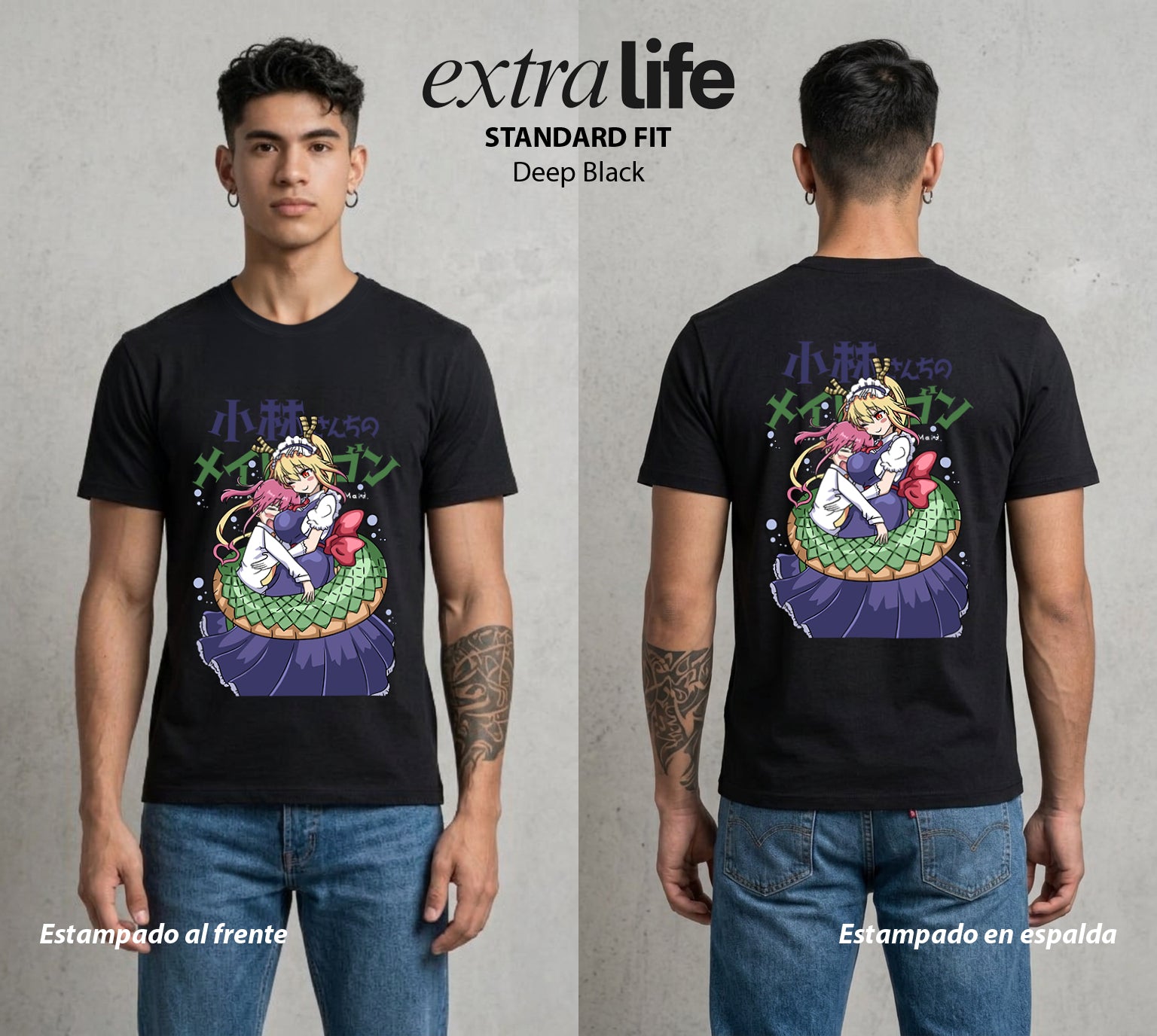 La Sirvienta Dragon | El Dragón Ancestral #01378 - Playera Standard Fit | Deep Black - Foto en modelo