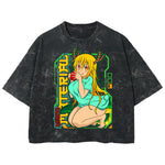 Playera streetwear premium de anime y gaming ExtraLife MX, corte boxy deluxe mineral wash heavyweight en color Acid Wash, moda urbana mexicana de culto.