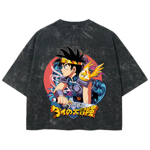 Playera streetwear premium de anime y gaming ExtraLife MX, corte boxy deluxe mineral wash heavyweight en color Acid Wash, moda urbana mexicana de culto.
