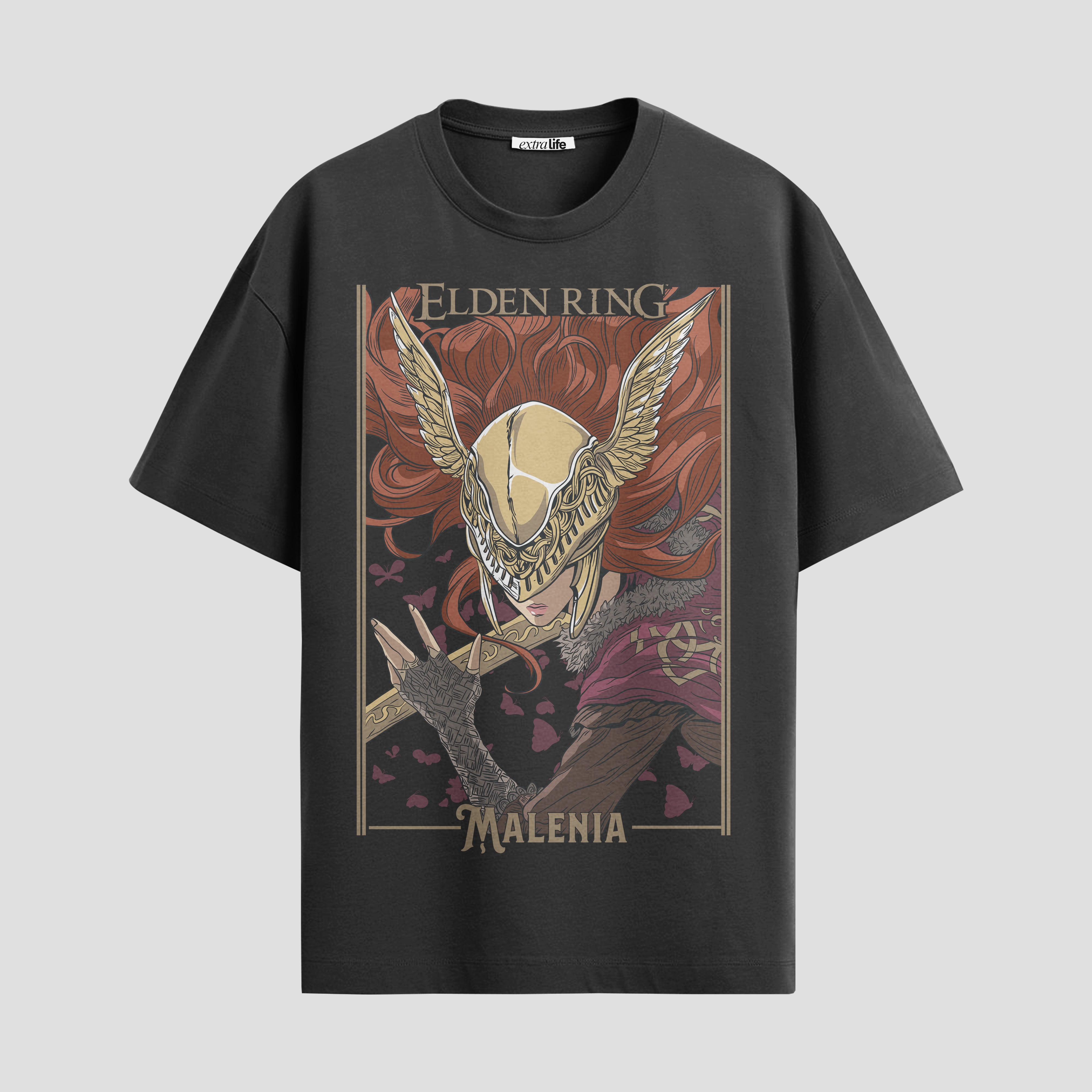 Playera urbana de anime y gaming ExtraLife MX, corte Standard Fit unisex ligero y transpirable en color Deep Black y Pure White, ropa de uso diario para gym y casual.