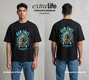 Mar de los Piratas | El Dios del Trueno #01386 - Playera Oversized Premium | Deep Black - Foto en modelo