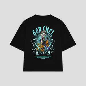 Playera streetwear premium de anime y gaming ExtraLife MX, corte oversized drop shoulder ligero y fresco en color Deep Black y Off-White, moda urbana mexicana de culto.