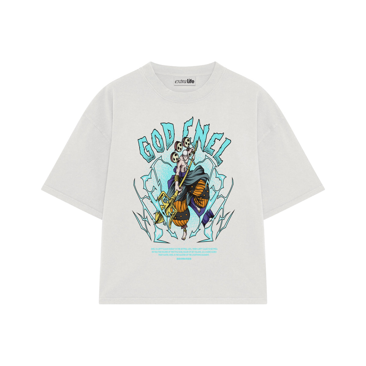 Playera streetwear premium de anime y gaming ExtraLife MX, corte oversized drop shoulder ligero y fresco en color Deep Black y Off-White, moda urbana mexicana de culto.