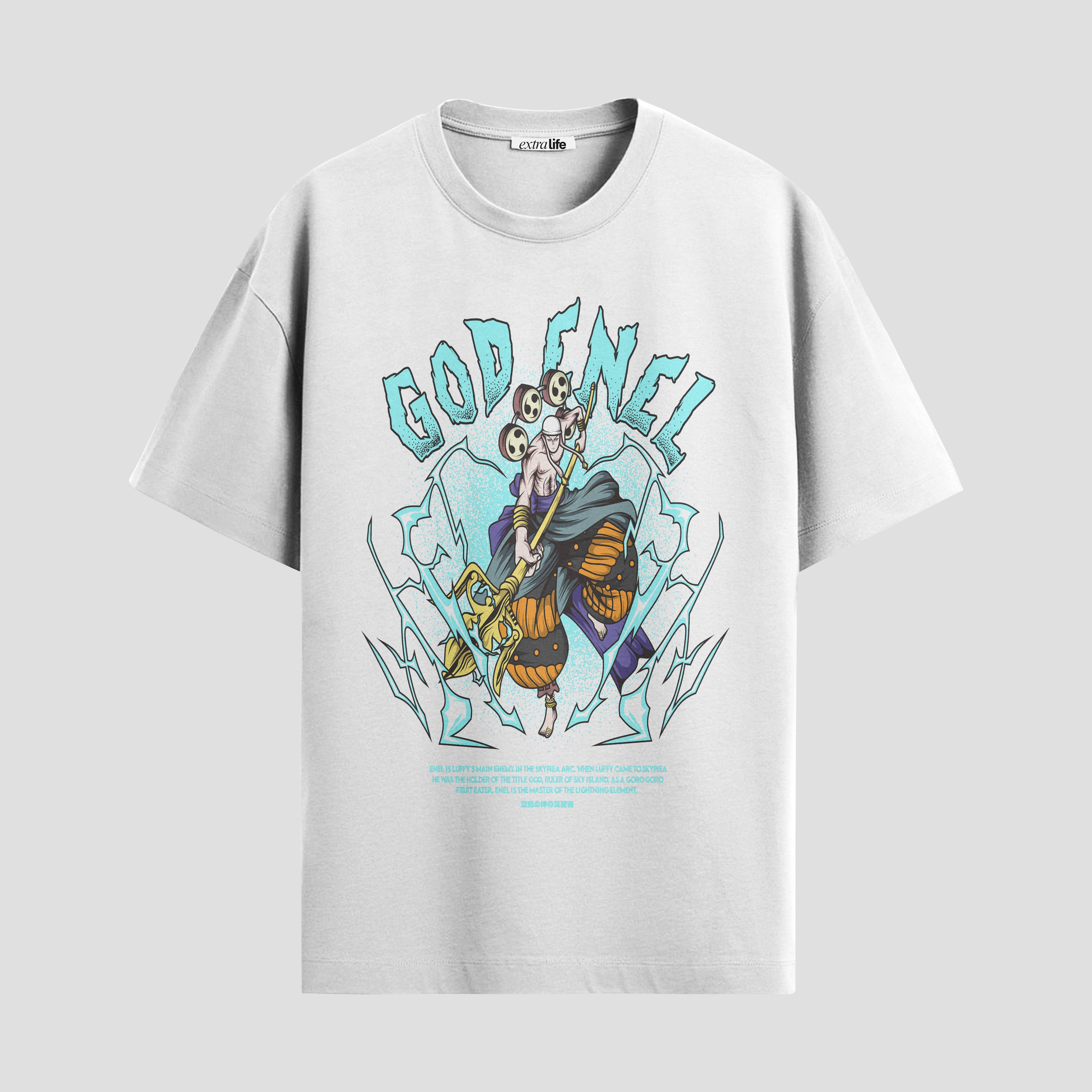 Playera urbana de anime y gaming ExtraLife MX, corte Standard Fit unisex ligero y transpirable en color Deep Black y Pure White, ropa de uso diario para gym y casual.