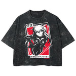 Playera streetwear premium de anime y gaming ExtraLife MX, corte boxy deluxe mineral wash heavyweight en color Acid Wash, moda urbana mexicana de culto.