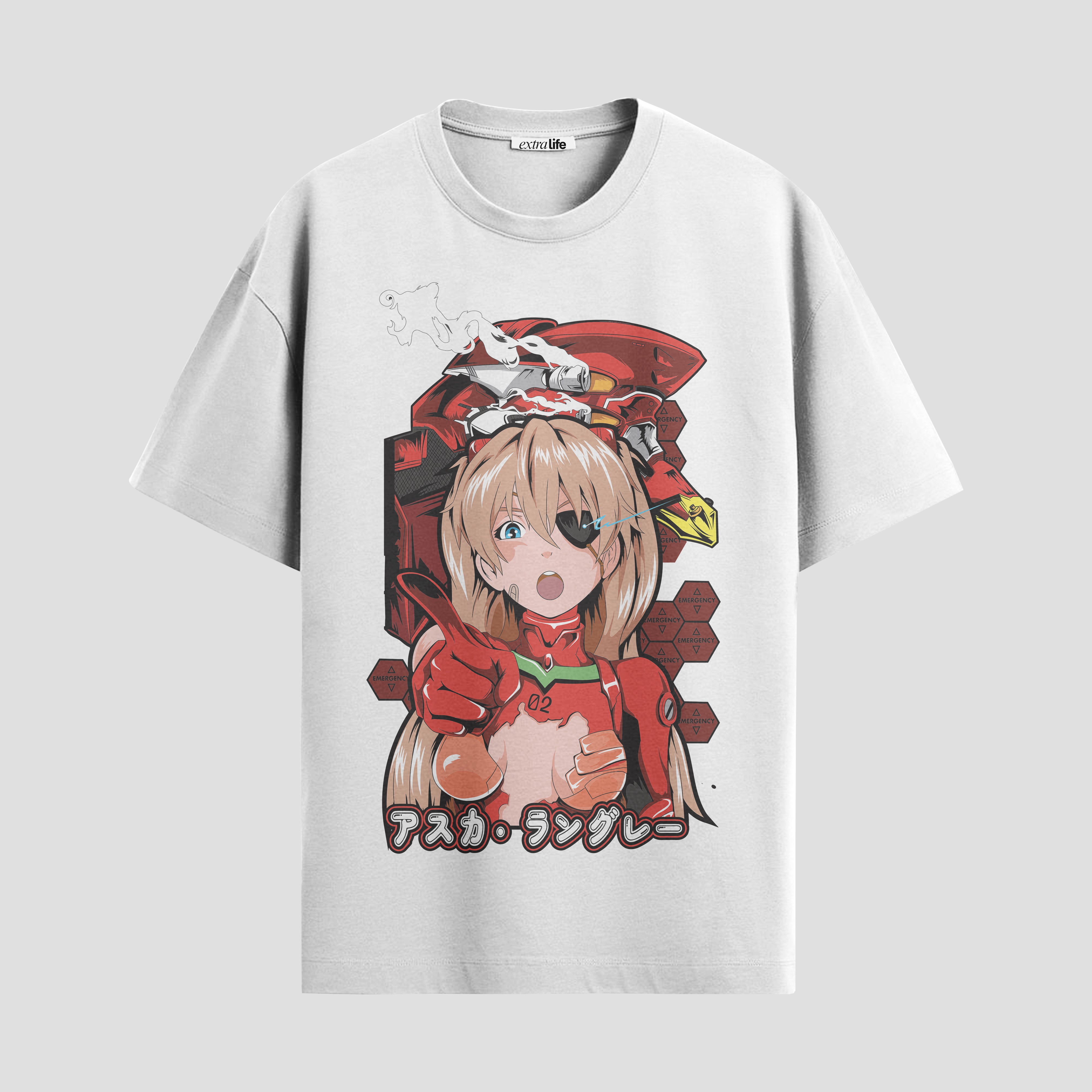 Playera urbana de anime y gaming ExtraLife MX, corte Standard Fit unisex ligero y transpirable en color Deep Black y Pure White, ropa de uso diario para gym y casual.