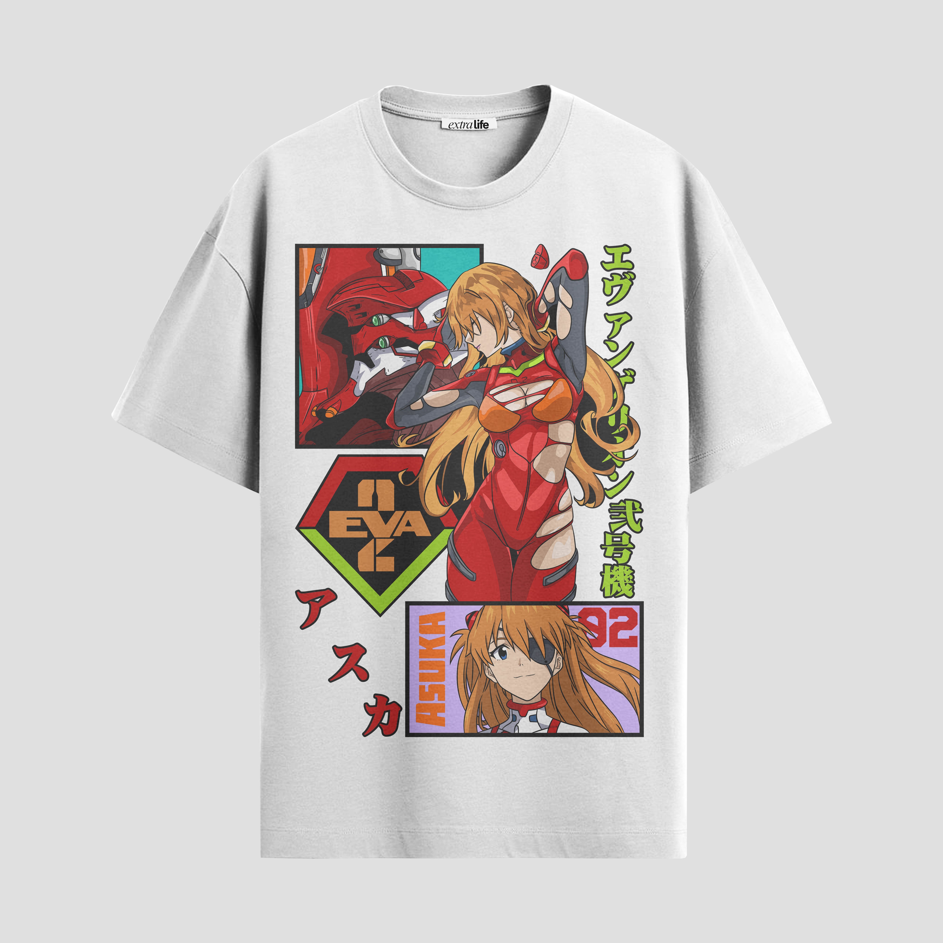Playera urbana de anime y gaming ExtraLife MX, corte Standard Fit unisex ligero y transpirable en color Deep Black y Pure White, ropa de uso diario para gym y casual.