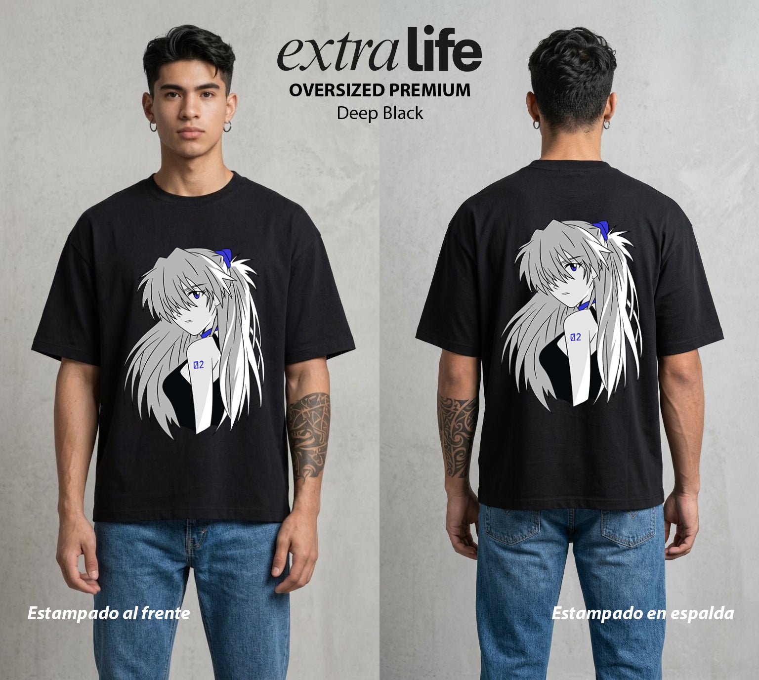 Unidad de Combate | La Segunda Piloto #01393 - Playera Oversized Premium | Deep Black - Foto en modelo