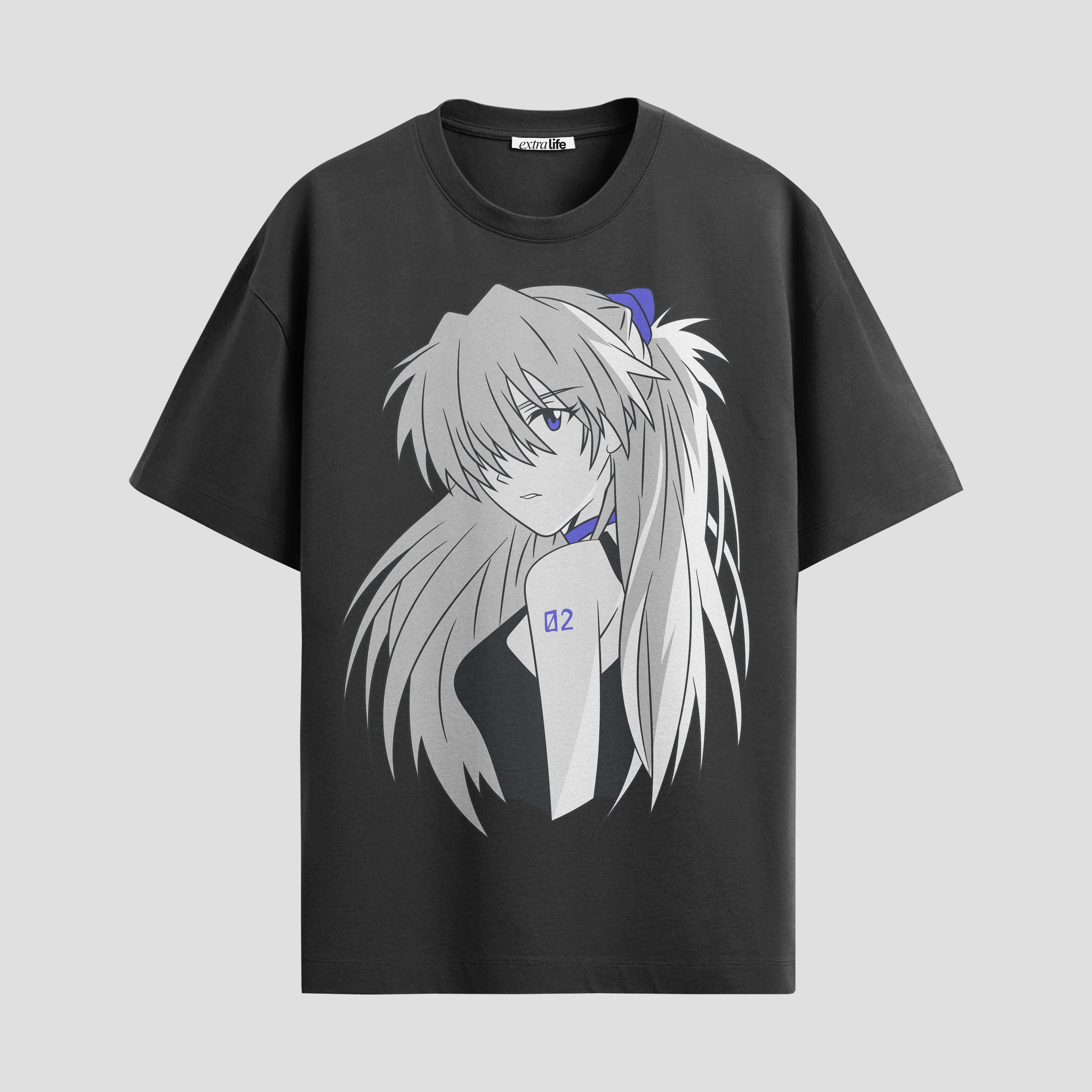 Playera urbana de anime y gaming ExtraLife MX, corte Standard Fit unisex ligero y transpirable en color Deep Black y Pure White, ropa de uso diario para gym y casual.