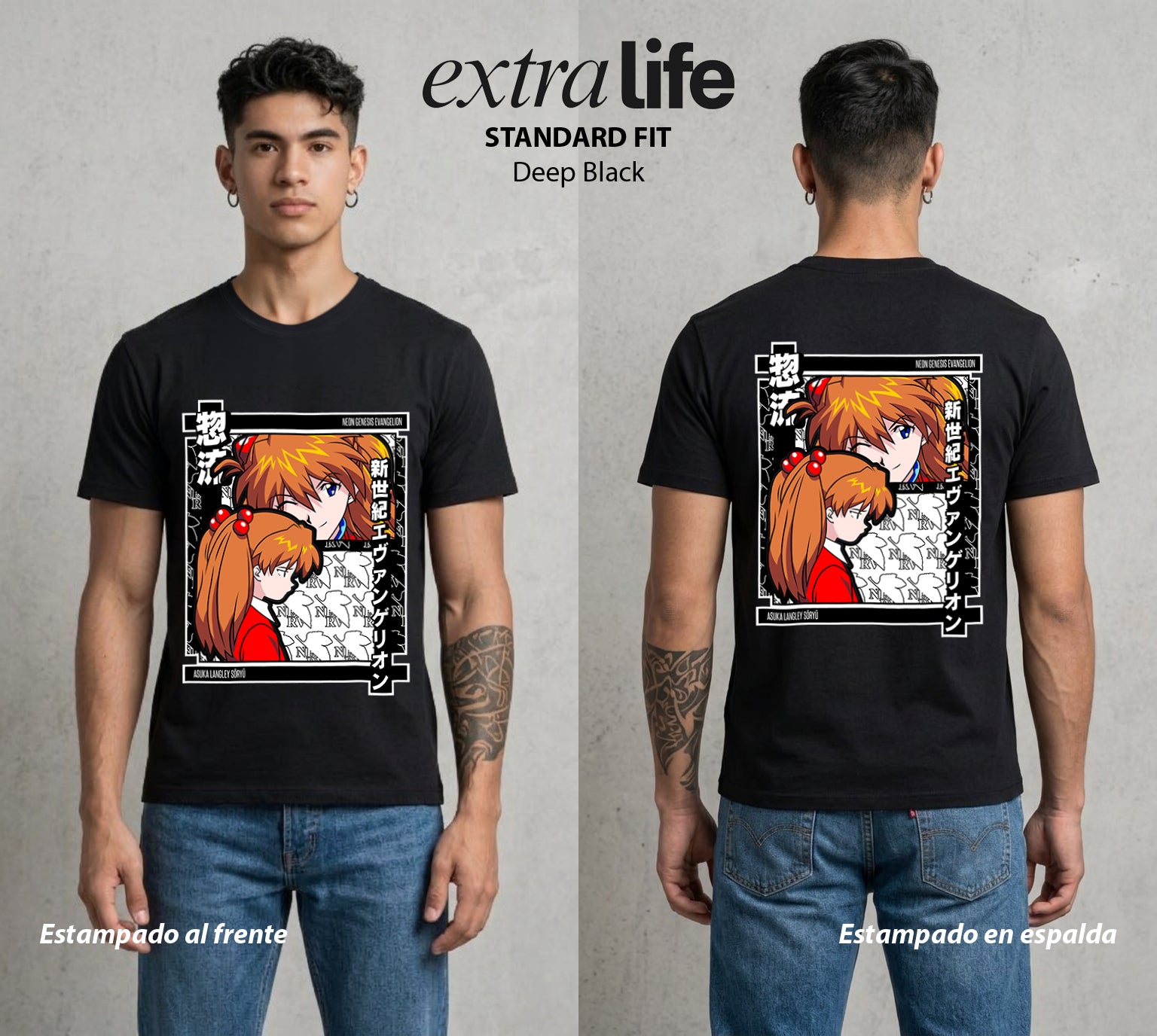 Unidad de Combate | El Mejor EVA de Todos #01398 - Playera Standard Fit | Deep Black - Foto en modelo