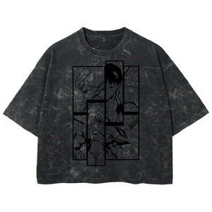 Playera streetwear premium de anime y gaming ExtraLife MX, corte boxy deluxe mineral wash heavyweight en color Acid Wash, moda urbana mexicana de culto.