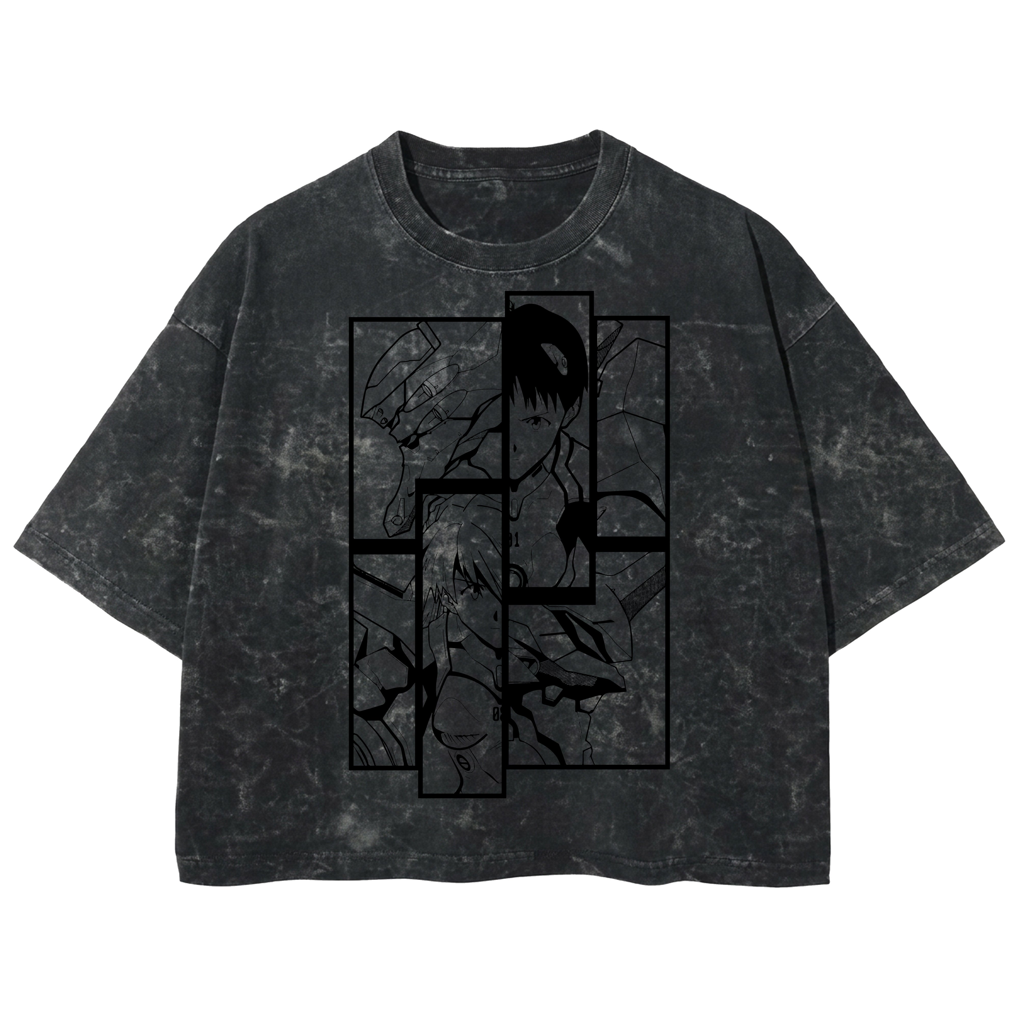 Playera streetwear premium de anime y gaming ExtraLife MX, corte boxy deluxe mineral wash heavyweight en color Acid Wash, moda urbana mexicana de culto.