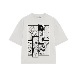 Playera streetwear premium de anime y gaming ExtraLife MX, corte oversized drop shoulder ligero y fresco en color Deep Black y Off-White, moda urbana mexicana de culto.