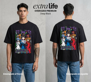 Unidad de Combate | El Equipo del EVA #01400 - Playera Oversized Premium | Deep Black - Foto en modelo