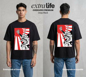 Unidad de Combate | La Unidad del Poder #01408 - Playera Oversized Premium | Deep Black - Foto en modelo