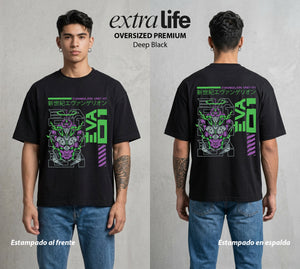 Unidad de Combate | La Unidad del Poder #01412 - Playera Oversized Premium | Deep Black - Foto en modelo
