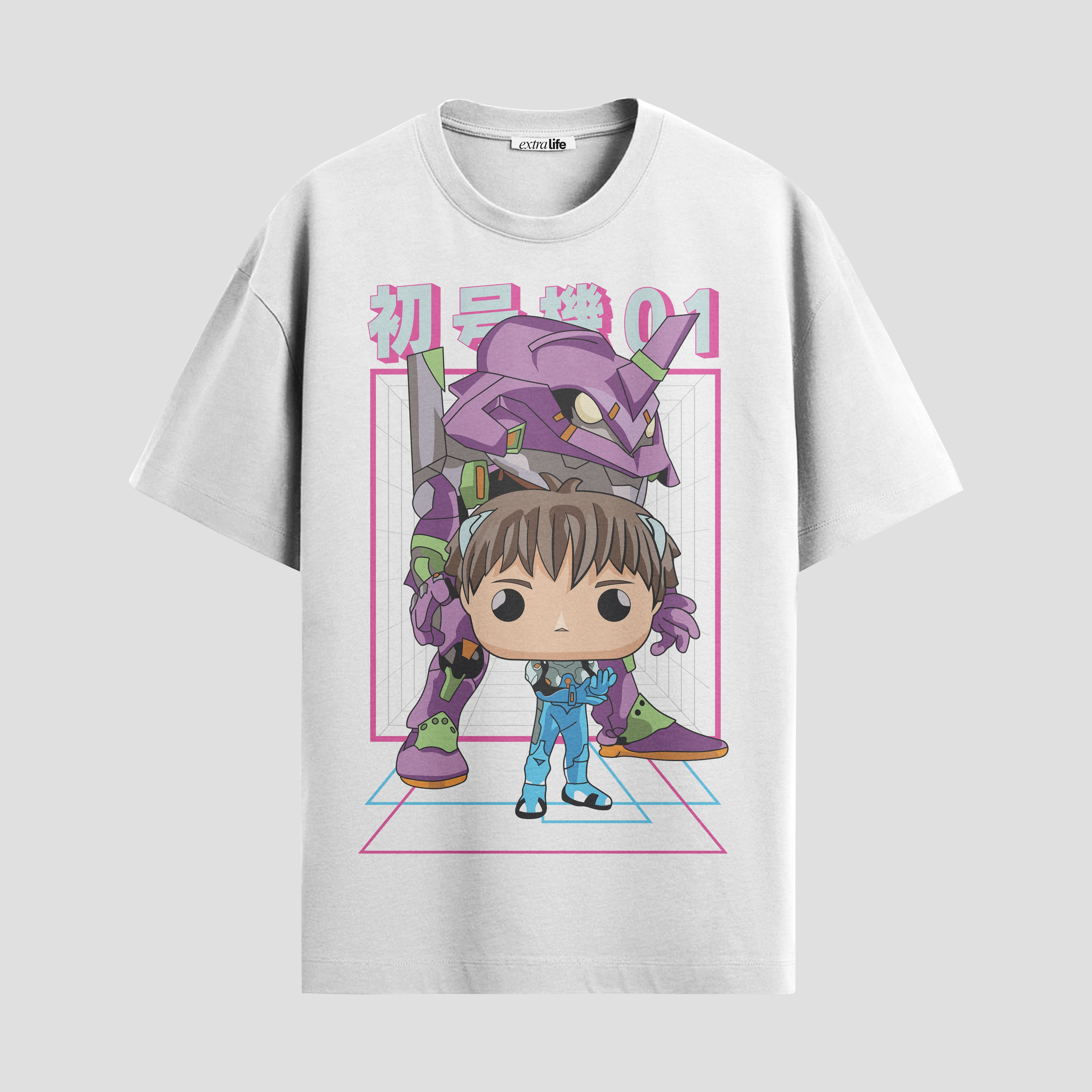 Playera urbana de anime y gaming ExtraLife MX, corte Standard Fit unisex ligero y transpirable en color Deep Black y Pure White, ropa de uso diario para gym y casual.