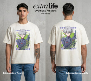Unidad de Combate | El Angel del Fin #01416 - Playera Oversized Premium | Off White - Foto en modelo
