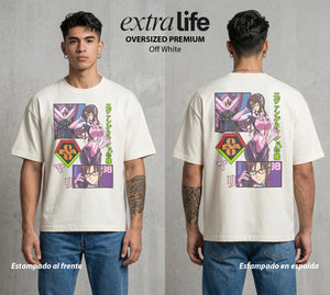 Unidad de Combate | La Cuarta Piloto #01417 - Playera Oversized Premium | Off White - Foto en modelo