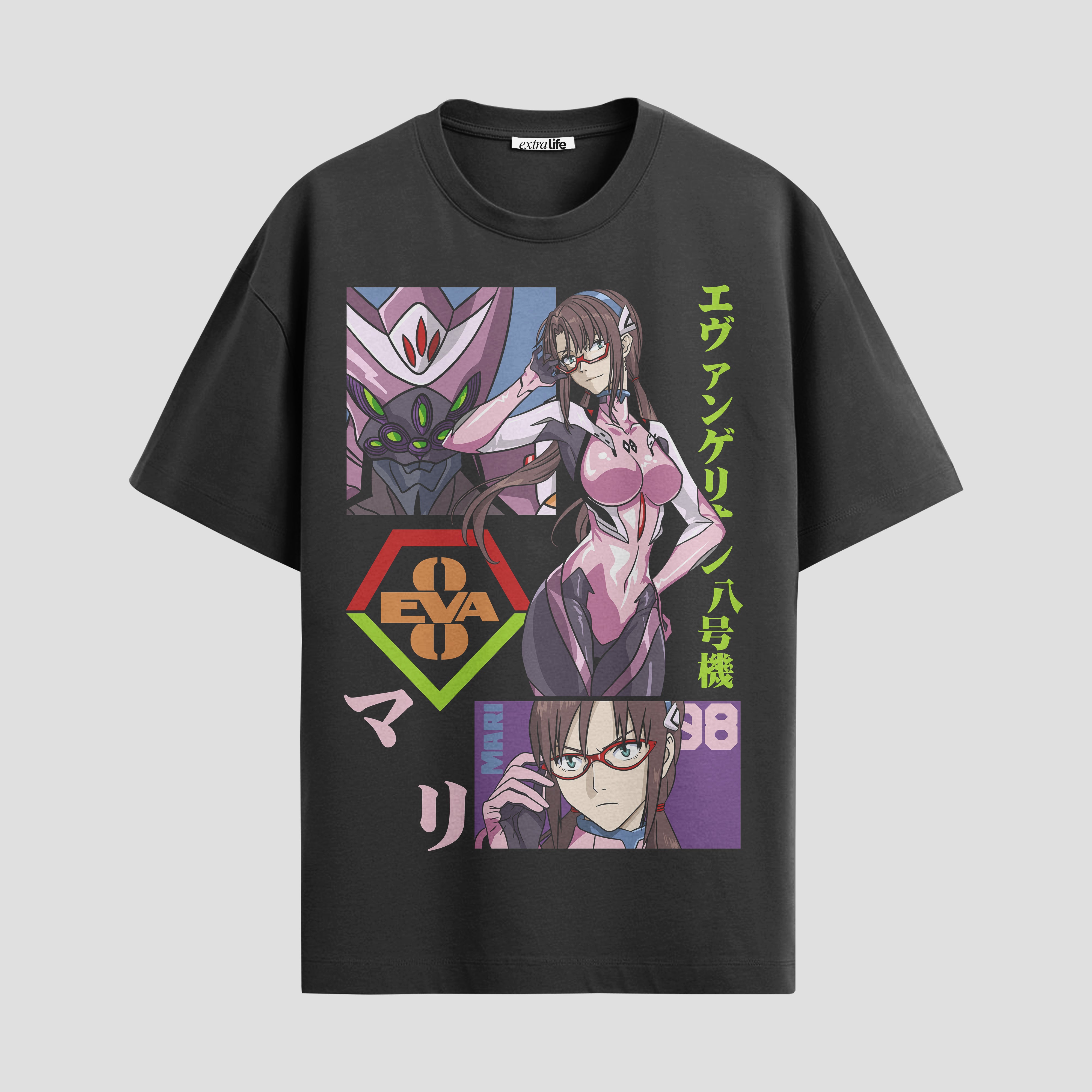 Playera urbana de anime y gaming ExtraLife MX, corte Standard Fit unisex ligero y transpirable en color Deep Black y Pure White, ropa de uso diario para gym y casual.