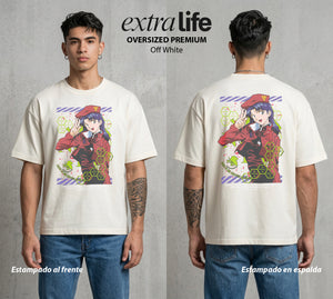 Unidad de Combate | La Capitana de Operaciones #01421 - Playera Oversized Premium | Off White - Foto en modelo