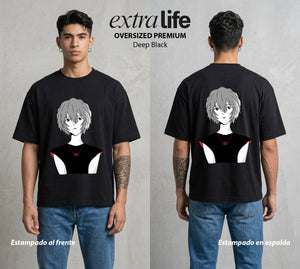 Unidad de Combate | El Alma del EVA #01424 - Playera Oversized Premium | Deep Black - Foto en modelo