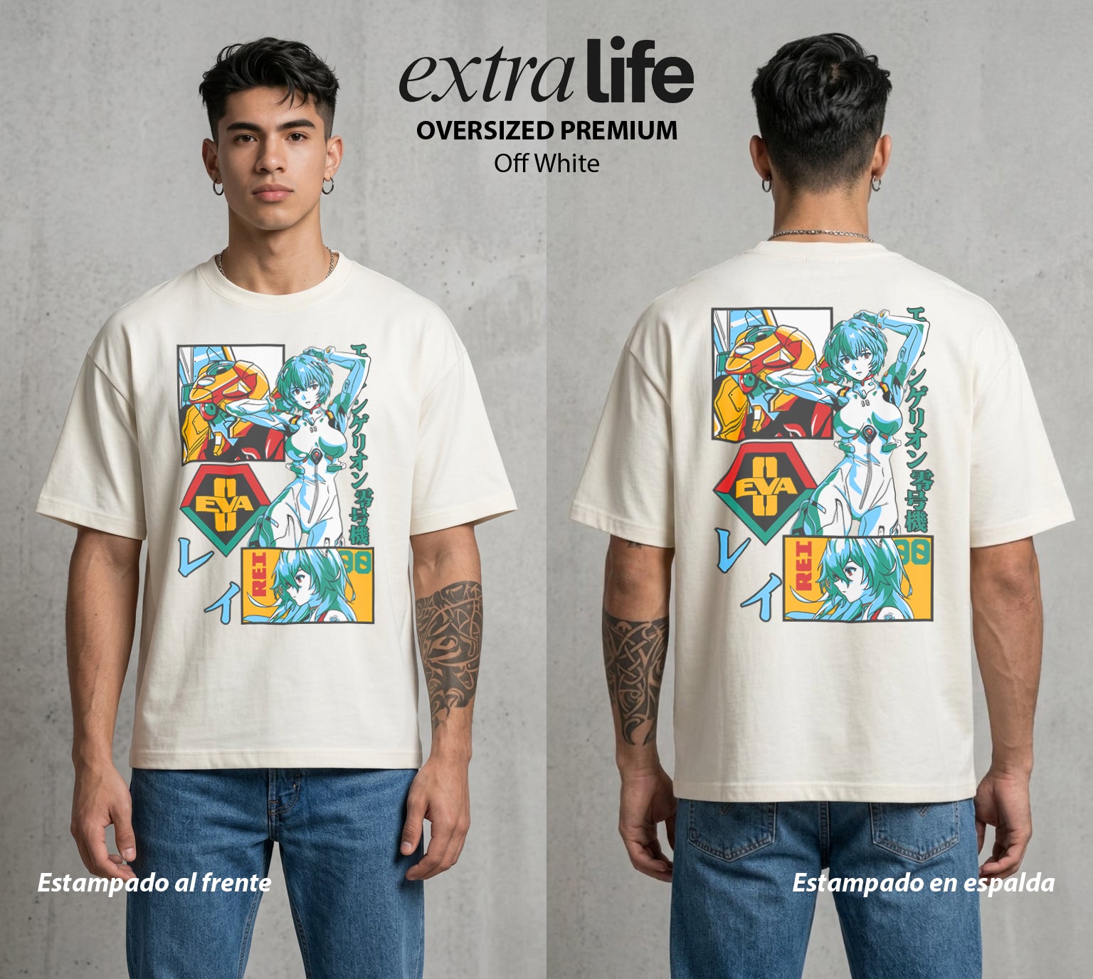 Unidad de Combate | El Misterio del Bien #01430 - Playera Oversized Premium | Off White - Foto en modelo