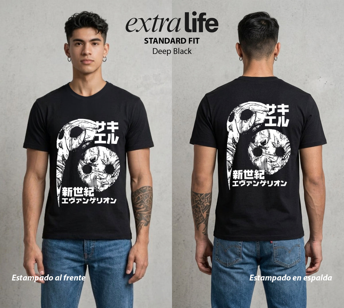 Unidad de Combate | El Tercer Angel #01431 - Playera Classic Premium | Deep Black - Foto en modelo