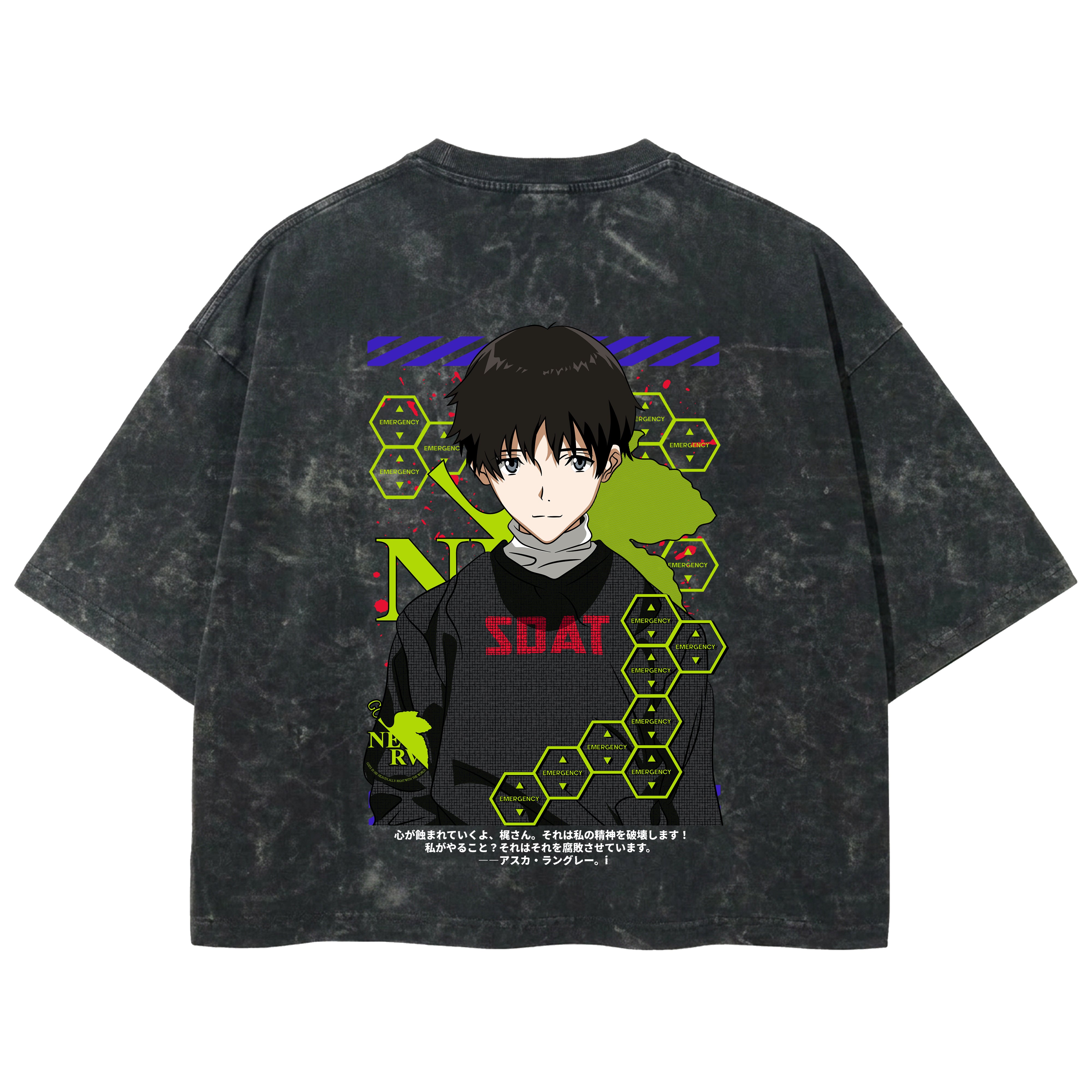 Playera streetwear premium de anime y gaming ExtraLife MX, corte boxy deluxe mineral wash heavyweight en color Acid Wash, moda urbana mexicana de culto.