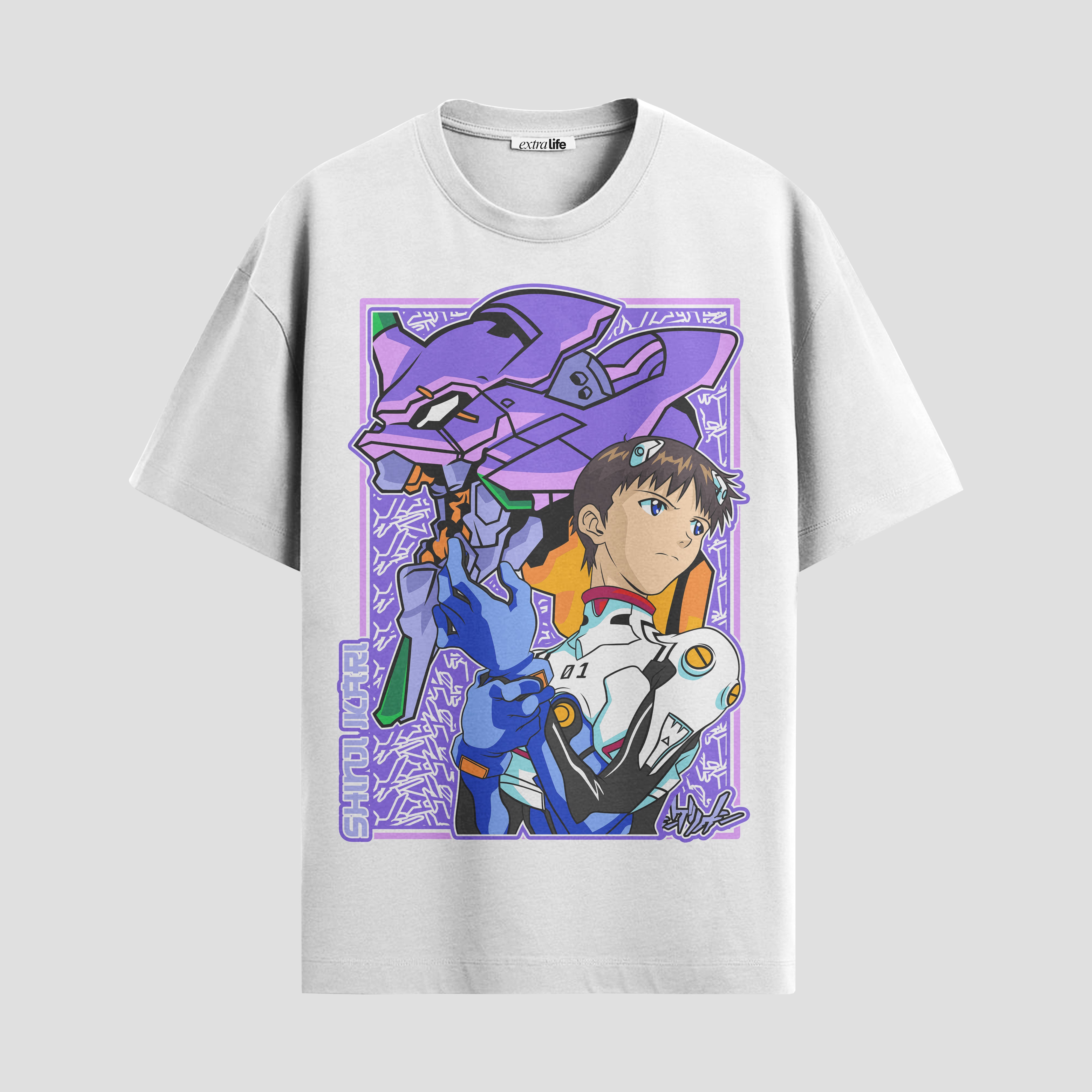 Playera urbana de anime y gaming ExtraLife MX, corte Standard Fit unisex ligero y transpirable en color Deep Black y Pure White, ropa de uso diario para gym y casual.