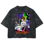 Playera streetwear premium de anime y gaming ExtraLife MX, corte boxy deluxe mineral wash heavyweight en color Acid Wash, moda urbana mexicana de culto.