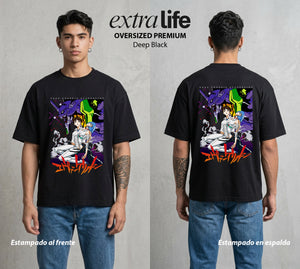 Unidad de Combate | El Alma del EVA #01435 - Playera Oversized Premium | Deep Black - Foto en modelo