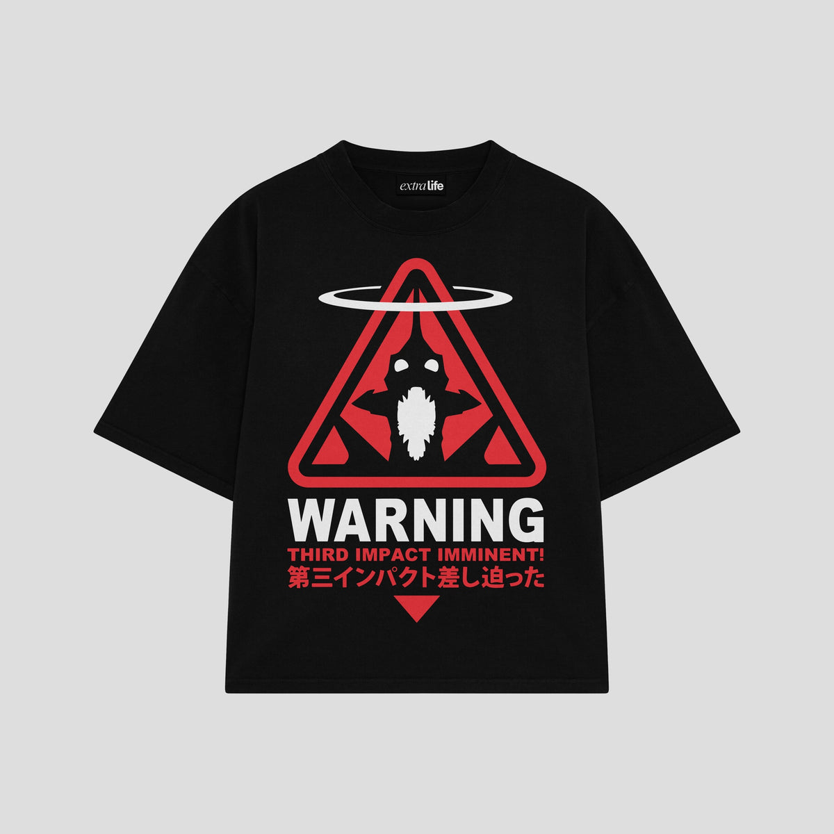 Playera streetwear premium de anime y gaming ExtraLife MX, corte oversized drop shoulder ligero y fresco en color Deep Black y Off-White, moda urbana mexicana de culto.