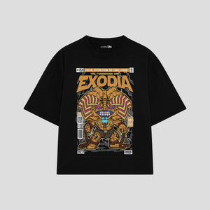 Playera streetwear premium de anime y gaming ExtraLife MX, corte oversized drop shoulder ligero y fresco en color Deep Black y Off-White, moda urbana mexicana de culto.