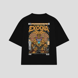 Playera streetwear premium de anime y gaming ExtraLife MX, corte oversized drop shoulder ligero y fresco en color Deep Black y Off-White, moda urbana mexicana de culto.
