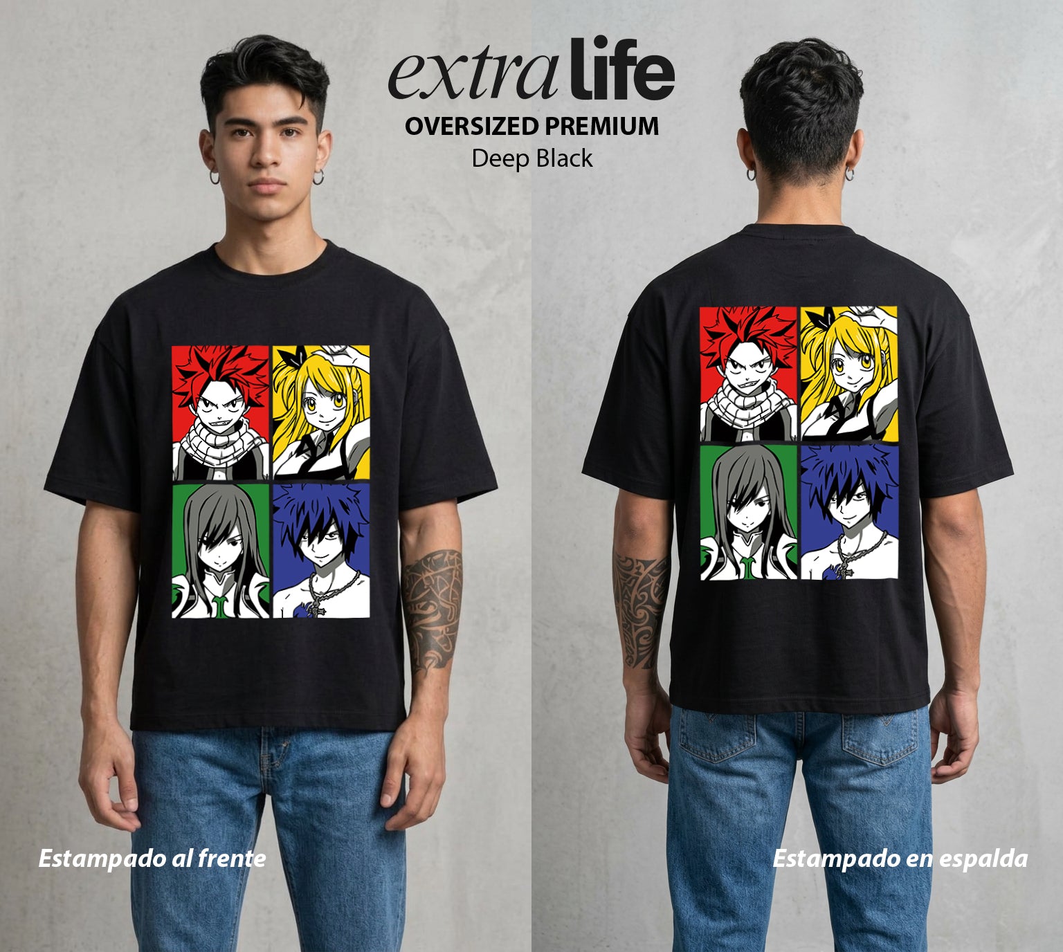 El Gremio de Magos | El Gremio Unido #01441 - Playera Oversized Premium | Deep Black - Foto en modelo