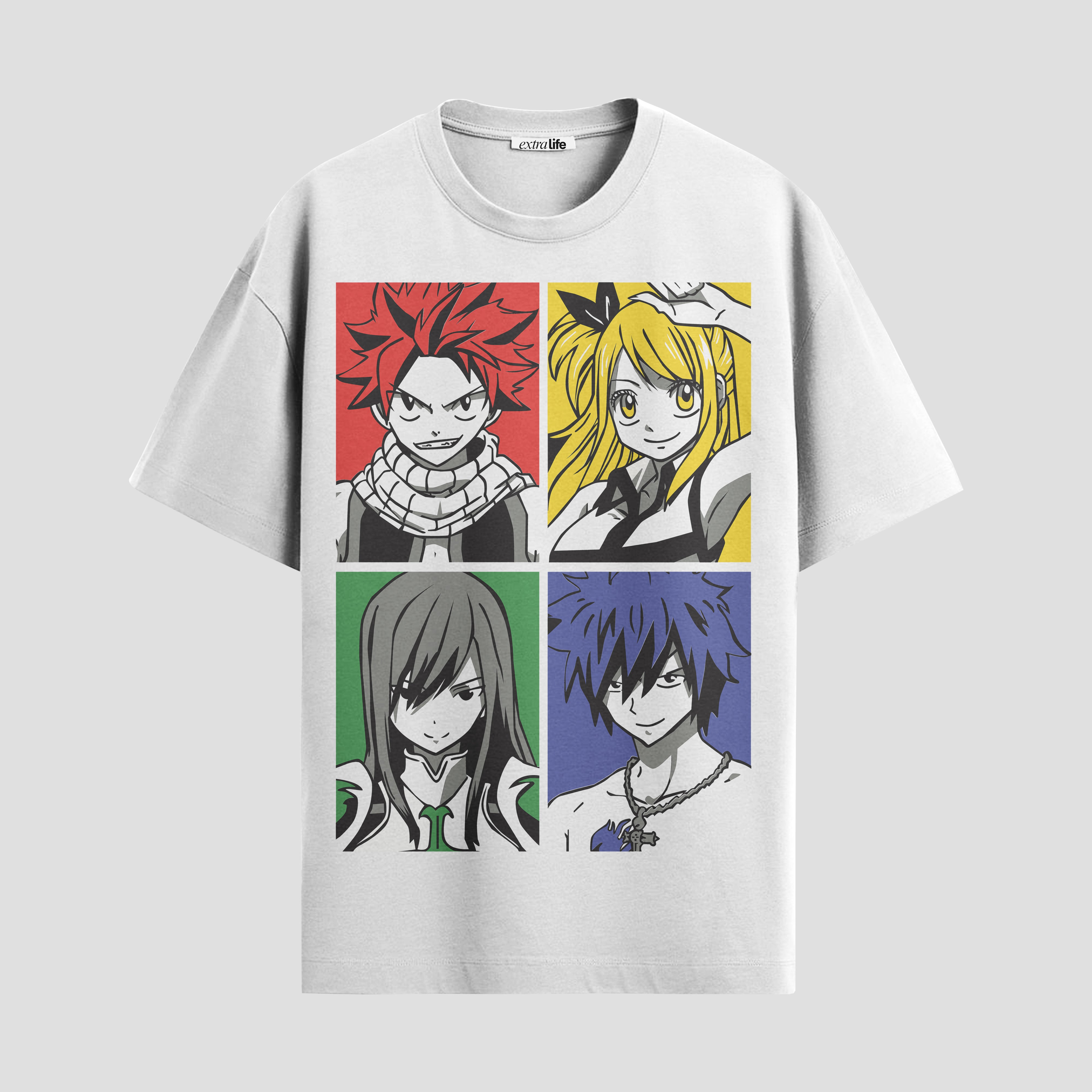 Playera urbana de anime y gaming ExtraLife MX, corte Standard Fit unisex ligero y transpirable en color Deep Black y Pure White, ropa de uso diario para gym y casual.