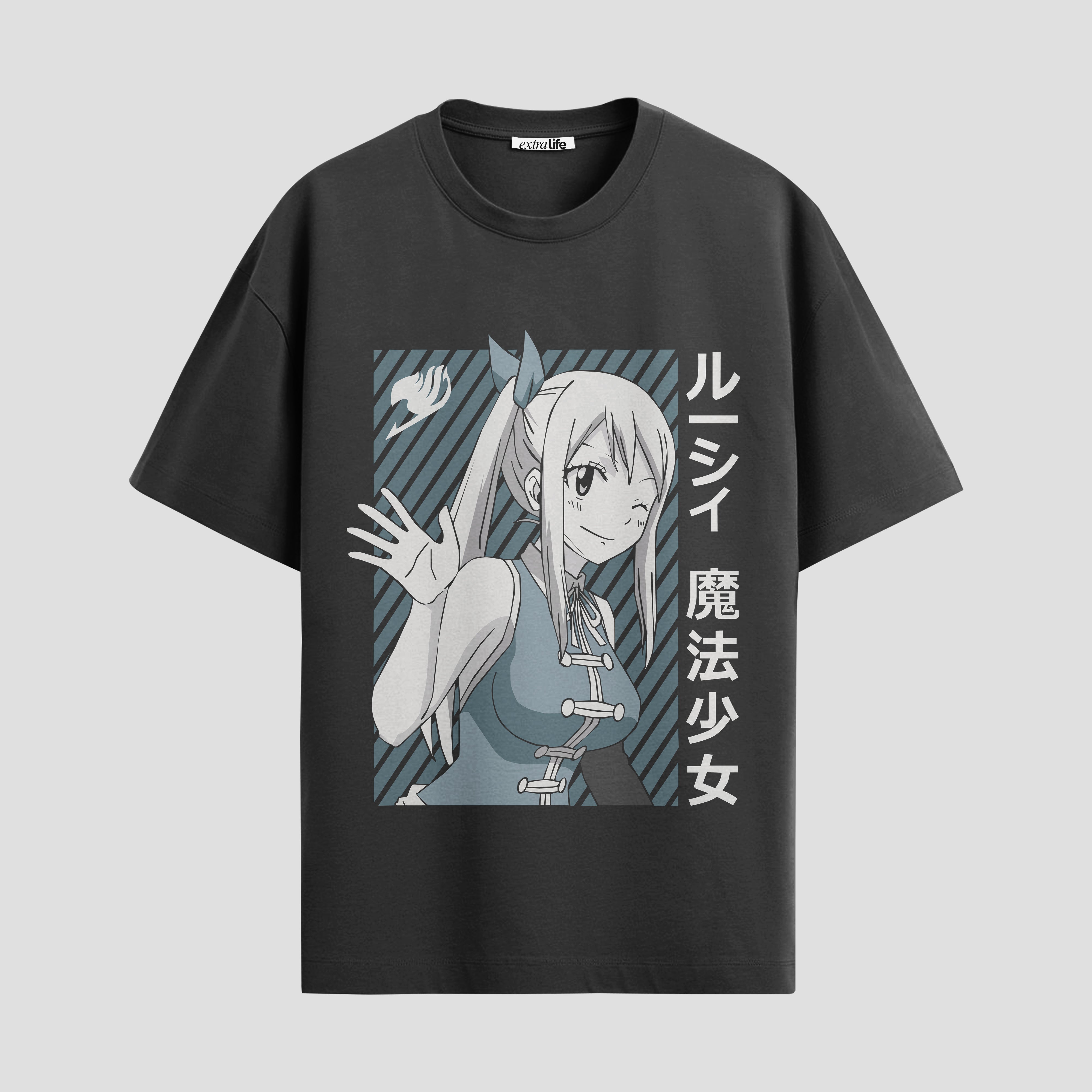 Playera urbana de anime y gaming ExtraLife MX, corte Standard Fit unisex ligero y transpirable en color Deep Black y Pure White, ropa de uso diario para gym y casual.