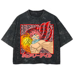 Playera streetwear premium de anime y gaming ExtraLife MX, corte boxy deluxe mineral wash heavyweight en color Acid Wash, moda urbana mexicana de culto.