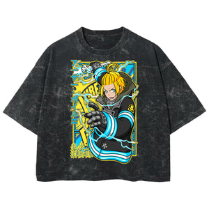 Playera streetwear premium de anime y gaming ExtraLife MX, corte boxy deluxe mineral wash heavyweight en color Acid Wash, moda urbana mexicana de culto.