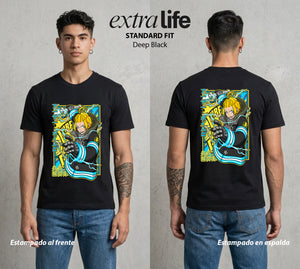 Los Bomberos del Infierno | El Rey del Fuego #01449 - Playera Standard Fit | Deep Black - Foto en modelo