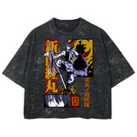 Playera streetwear premium de anime y gaming ExtraLife MX, corte boxy deluxe mineral wash heavyweight en color Acid Wash, moda urbana mexicana de culto.