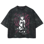 Playera streetwear premium de anime y gaming ExtraLife MX, corte boxy deluxe mineral wash heavyweight en color Acid Wash, moda urbana mexicana de culto.